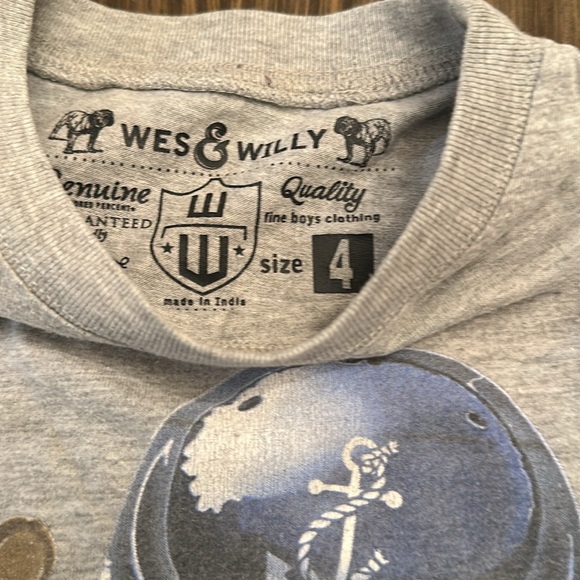 Wes and Willy size boys 4 baseball pattern gray t-shirt - Picture 2 of 3